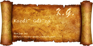 Kozó Géza névjegykártya