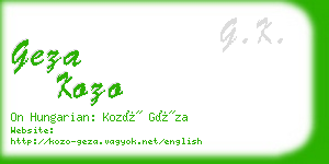 geza kozo business card